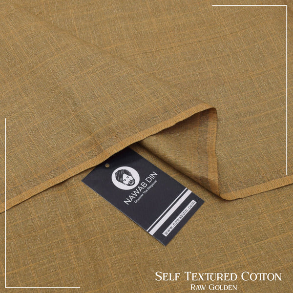 Self Textured Cotton -Raw Golden - Nawab Din