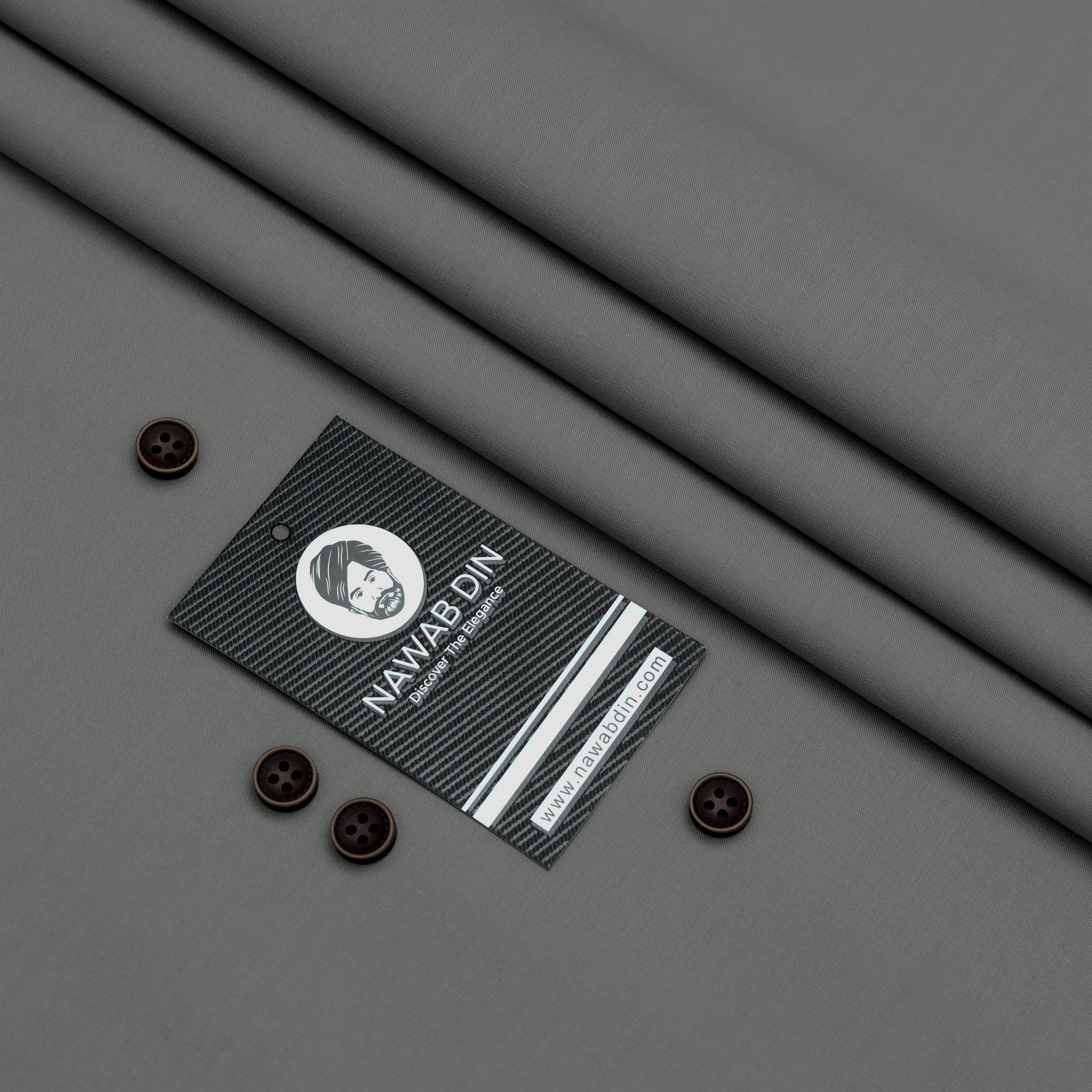 Premium Wash & Wear Suit - Gray - Nawab Din