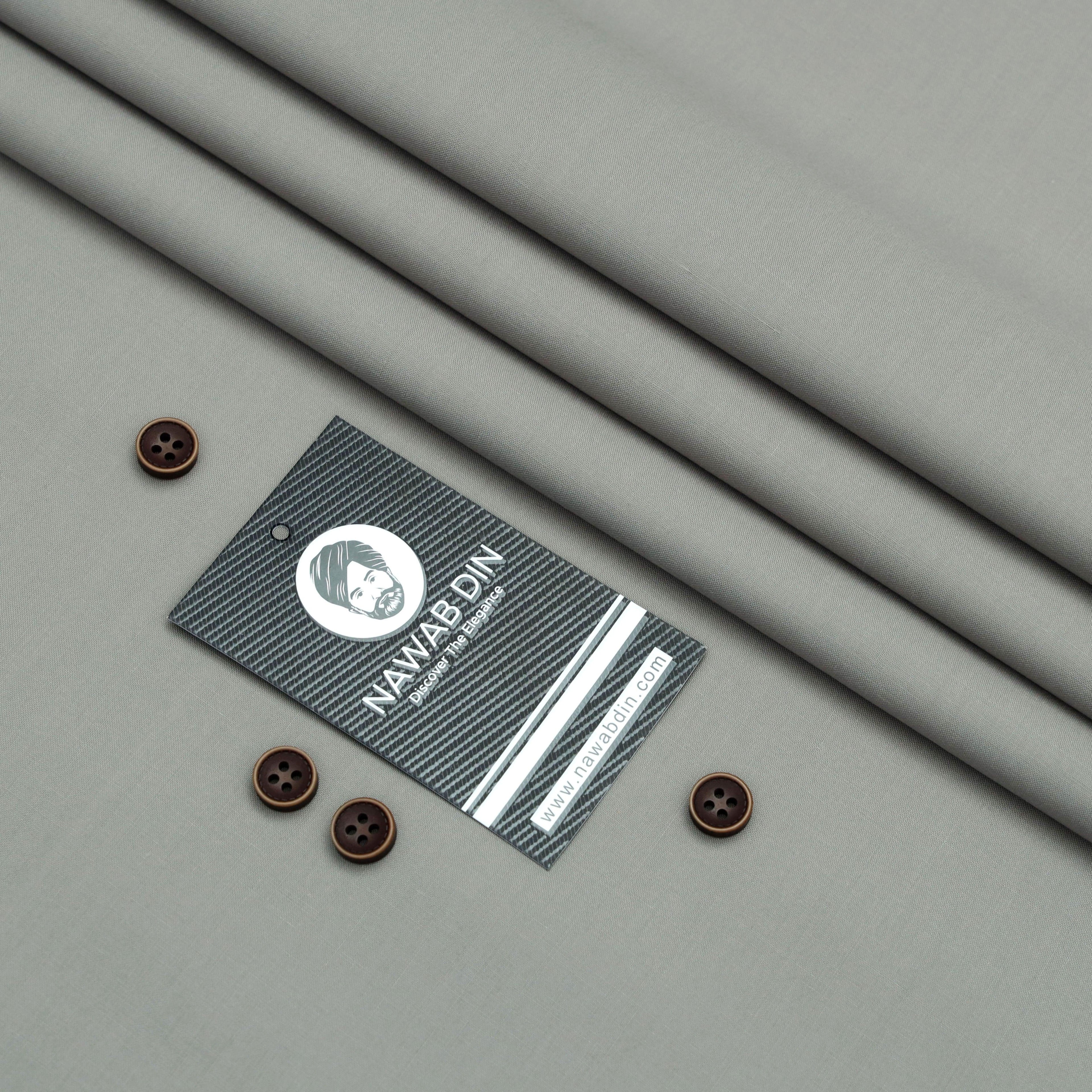 Premium Wash & Wear Suit - Light Gray - Nawab Din